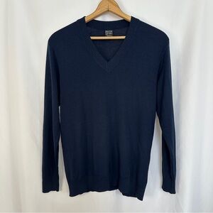 Ascot Top Class Sweater Mens Size 56‎ Medium/Large Vneck Virgin Wool Blend Blue